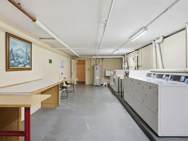 a large white room with a large window