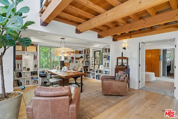 a living room filled with furniture and a potted plant