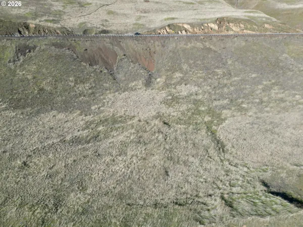 a view of a field with an ocean view