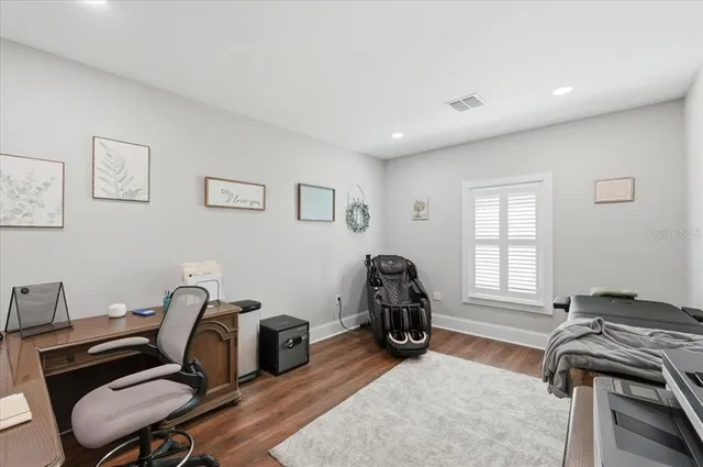 a view of a room with rack on the wall