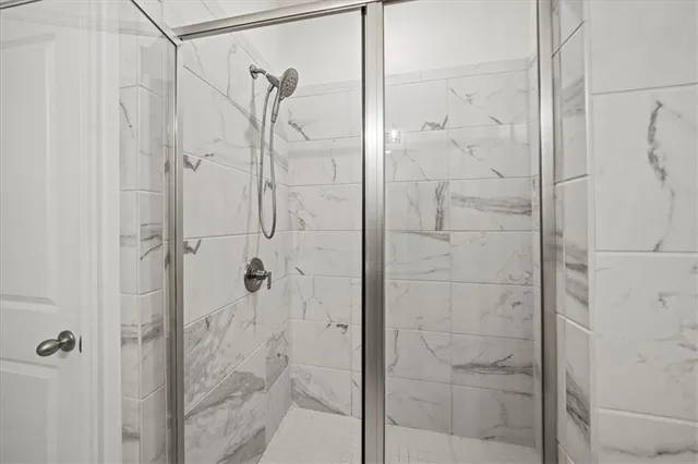 a bathroom with a shower