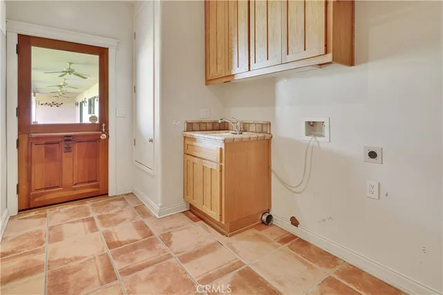 a view of a garage with furniture