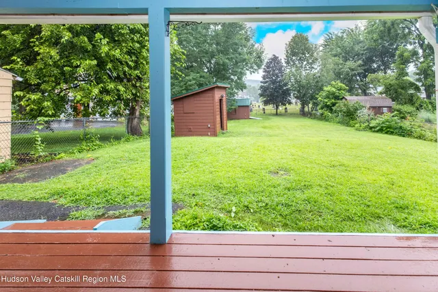 a view of a back yard from a window