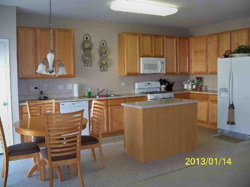 254 Cassidy Lane Elgin, IL 60124 - Photo 2 of 10 a kitchen with a table chairs refrigerator and cabinets