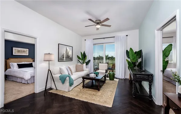 a living room with furniture