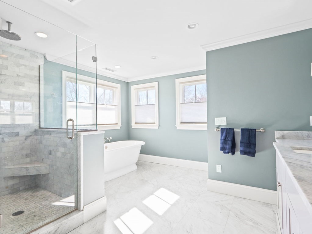 78 Mayflower Road Needham, MA 02492 - Photo 18 of 30 a bathroom with a bathtub and a shower