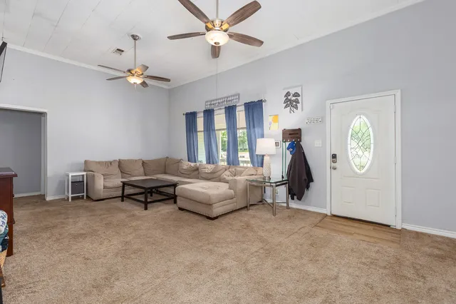 a living room with furniture