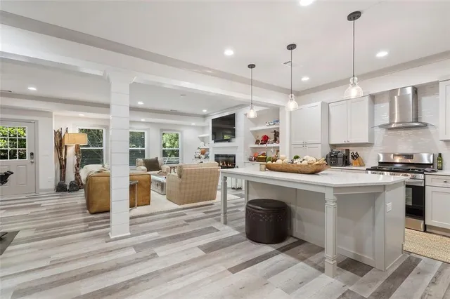 a view of a city with tall buildings