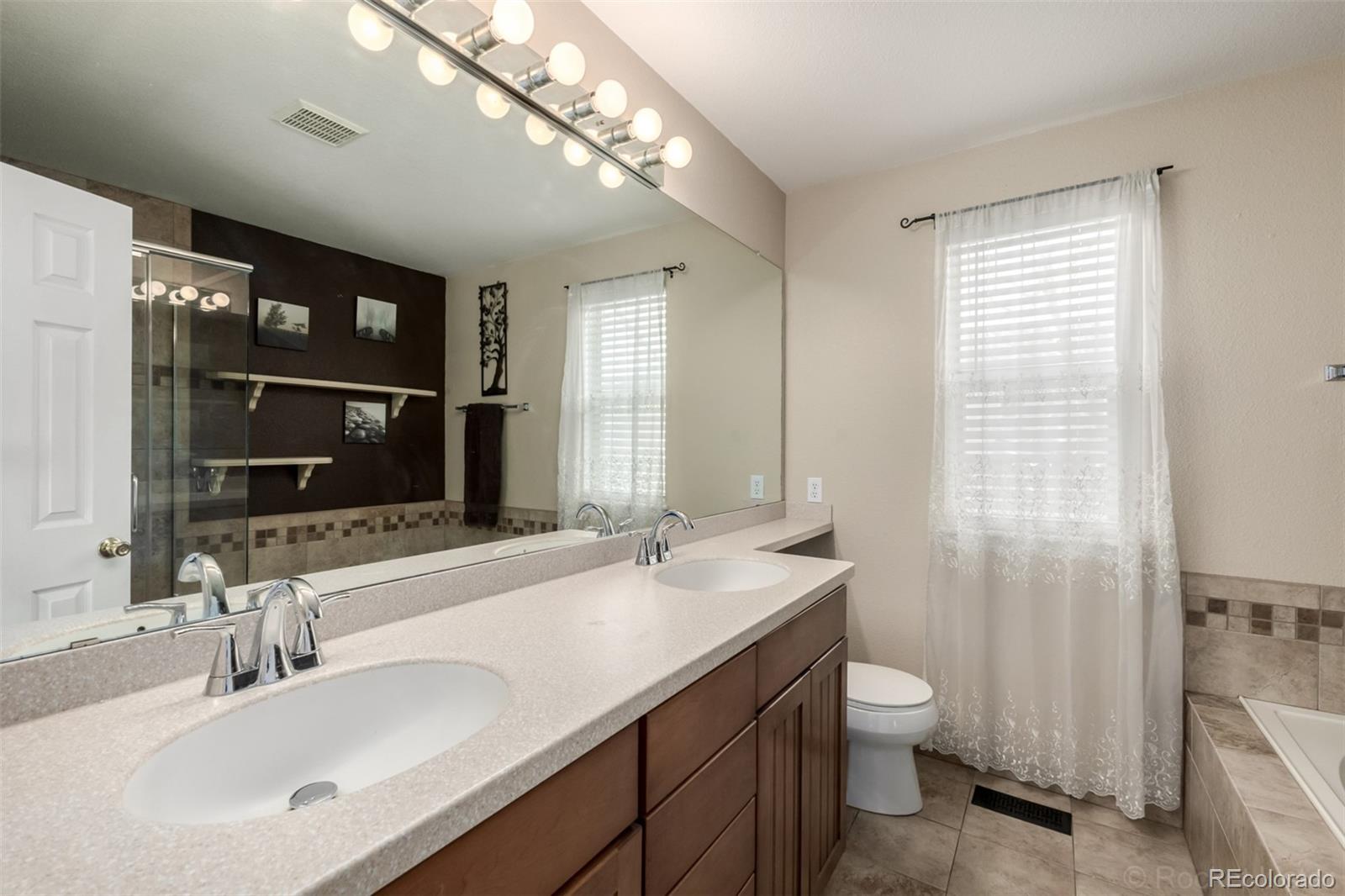 8894 Miners Street Highlands Ranch, CO 80126 - Photo 18 of 41 a bathroom with a sink a toilet and shower