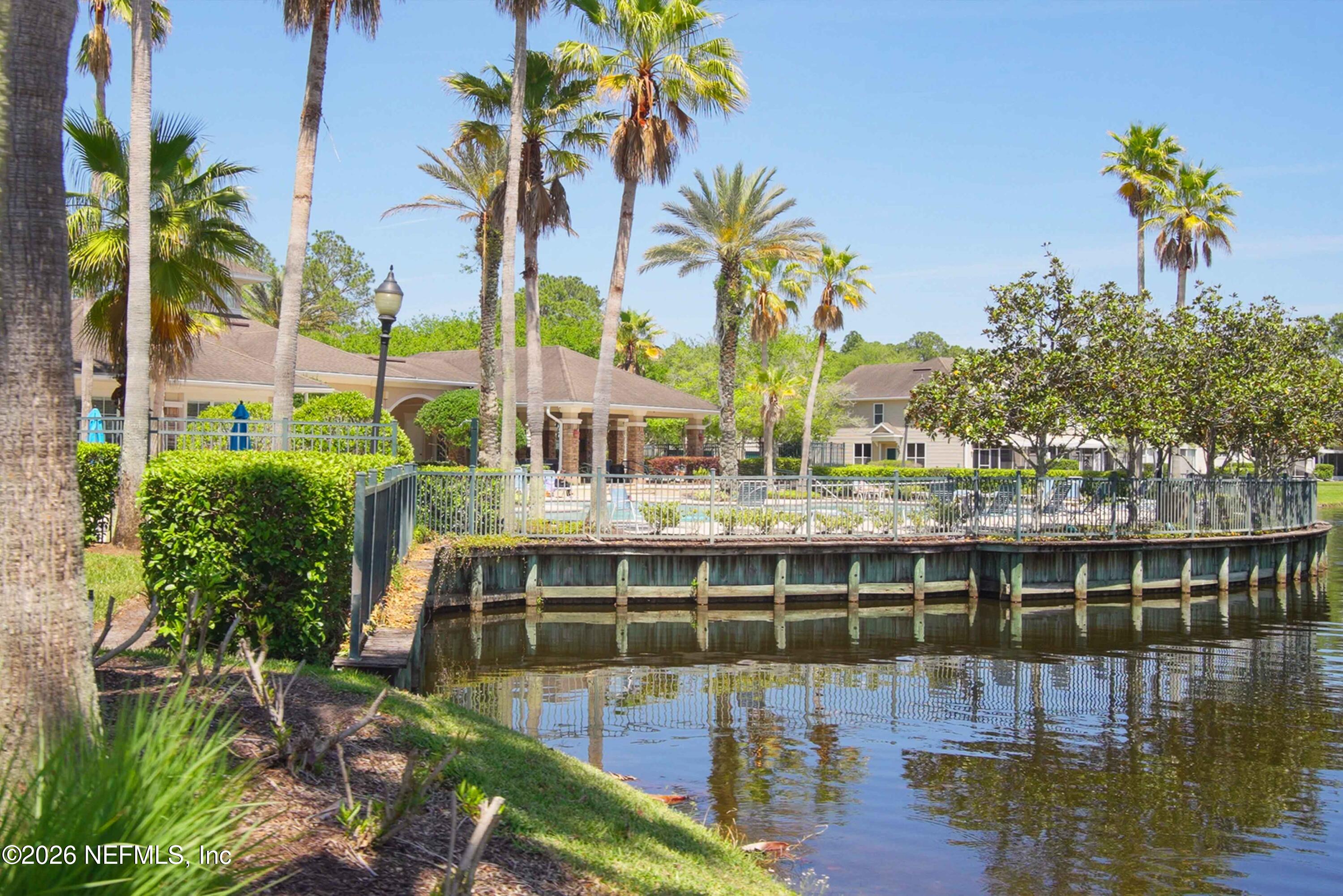 7990 Baymeadows Road East, Unit 823 Jacksonville, FL 32256 - Photo 45 of 45 a view of a swimming pool with a lawn chairs under palm trees