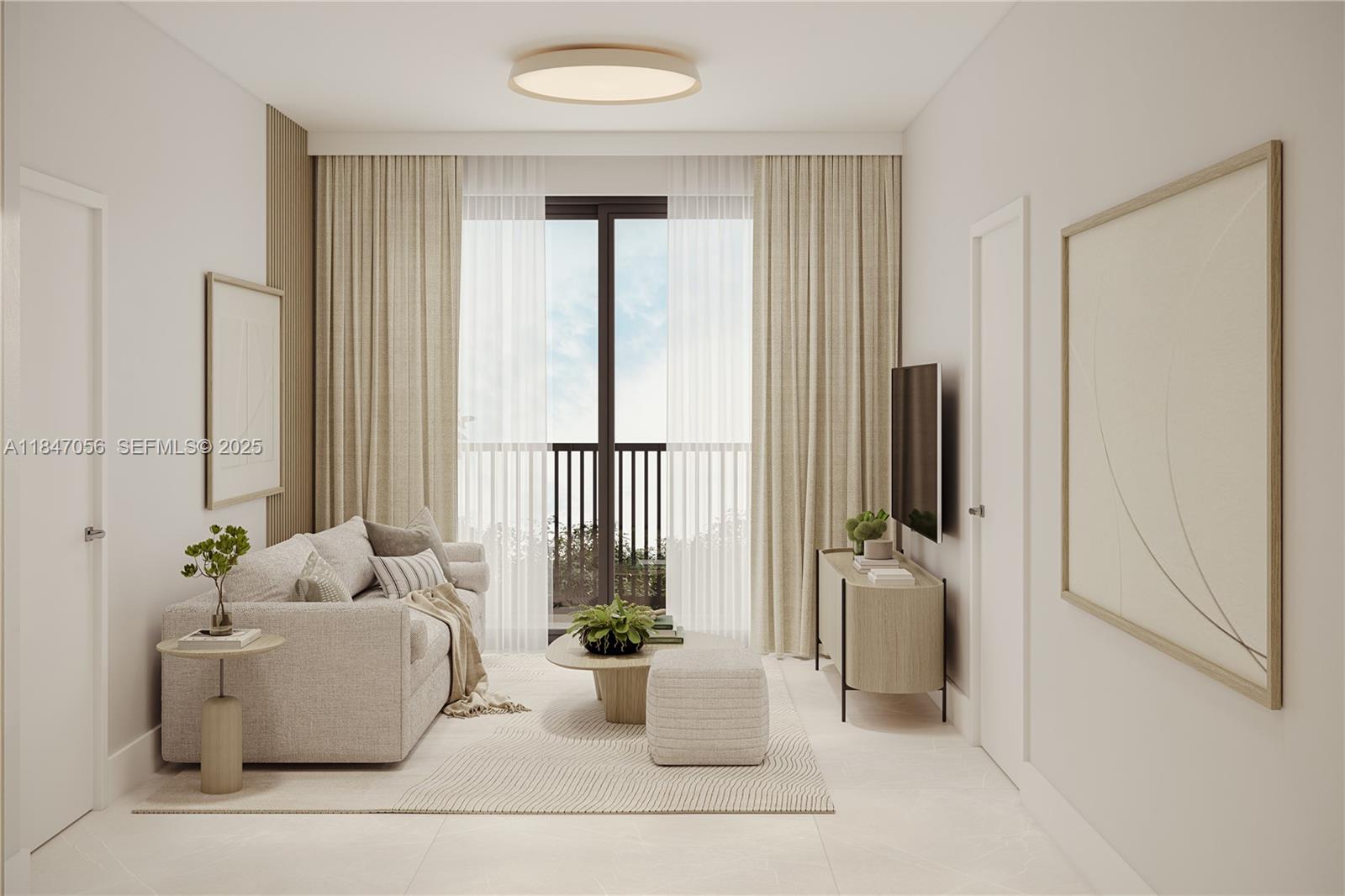 758 Northwest 2nd Street, Unit 606 Miami, FL 33128 - Photo 14 of 17 a living room with furniture and a potted plant