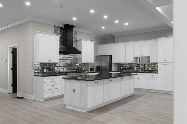 a view of a balcony with wooden floor