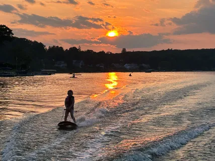 a view of a lake with a mountain
