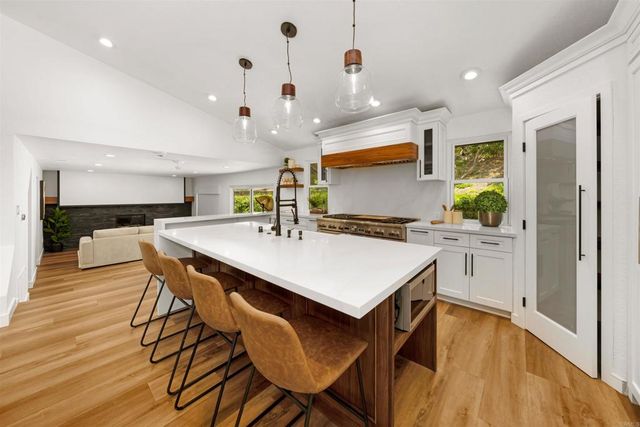 a living room with furniture a wooden floor and a sink