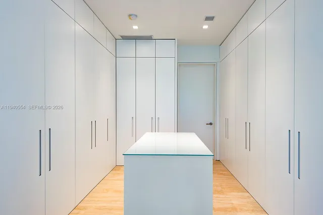 a hallway with shower