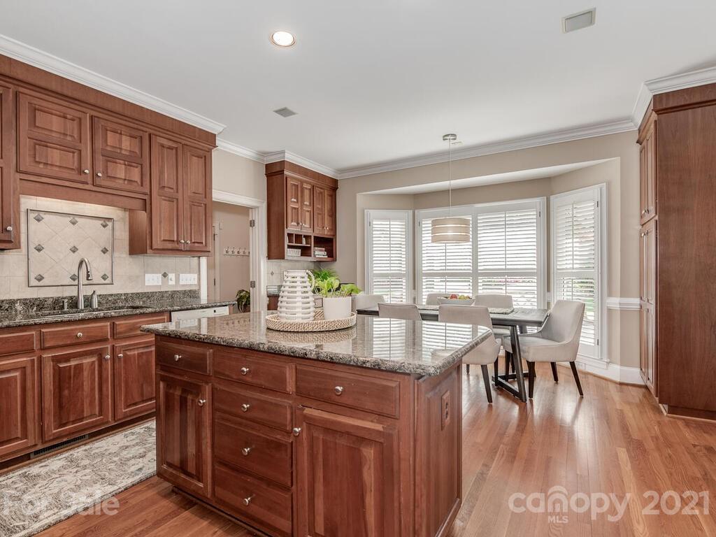 4743 Binfords Ridge Road Charlotte, NC 28226 - Photo 9 of 41 a kitchen with granite countertop a sink and dishwasher with wooden floor