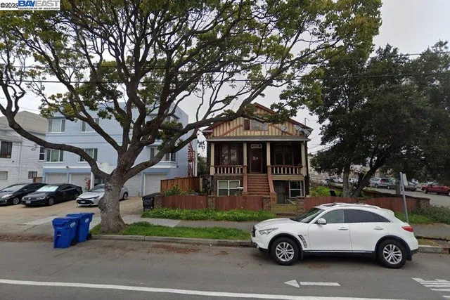 a car parked in front of a house