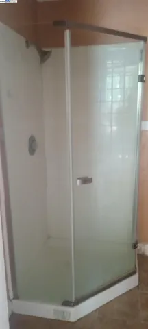 a room with a fireplace and a table