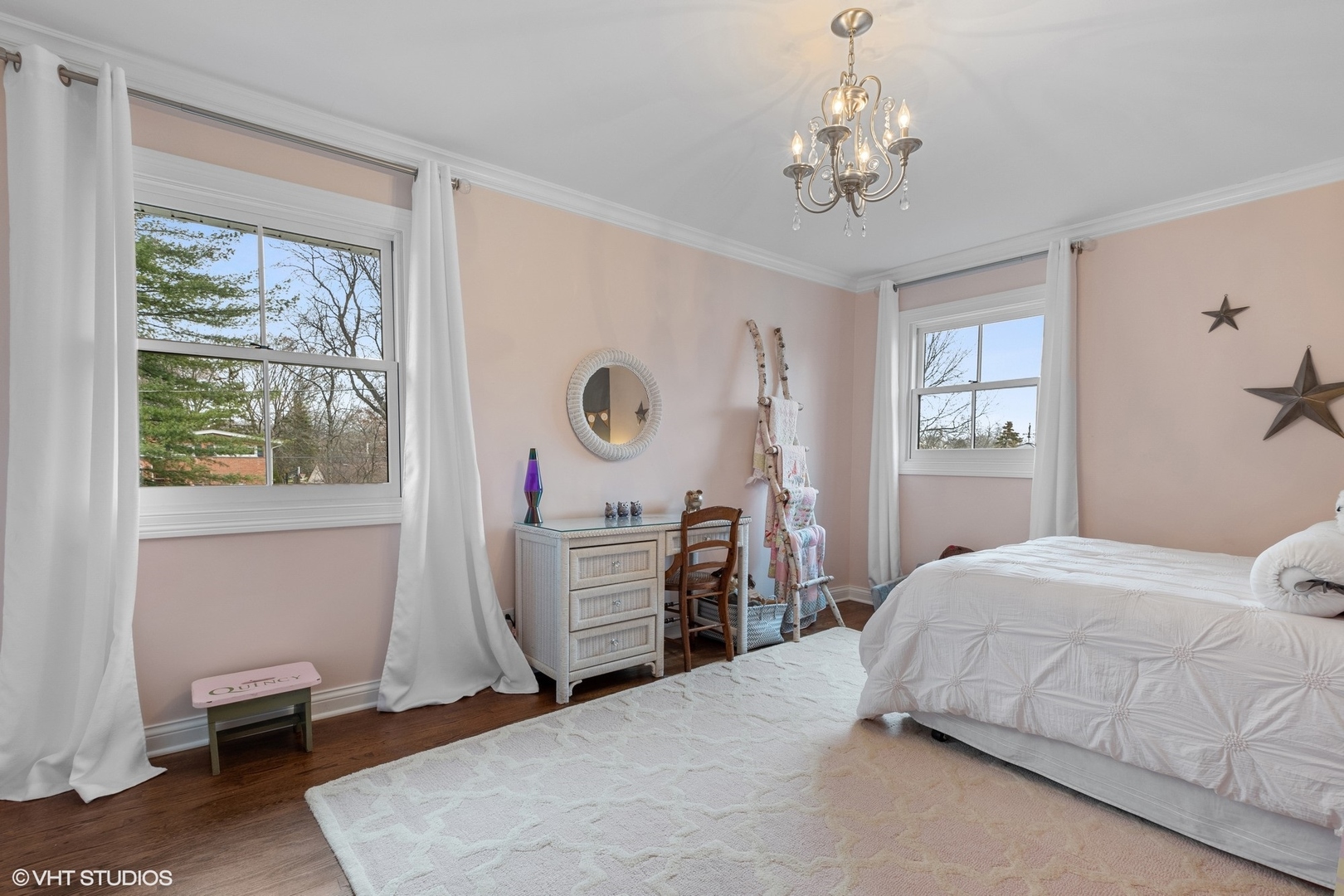 106 Park Lane Lake Bluff, IL 60044 - Photo 26 of 36 a bedroom with a bed a chandelier and a window