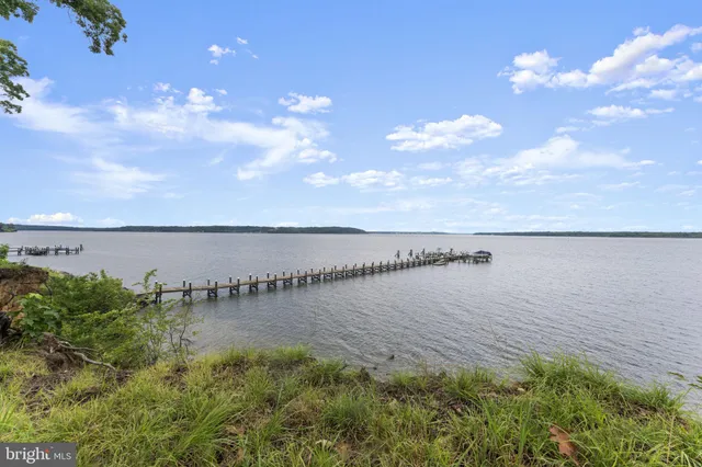 a view of a lake and mountain in the back