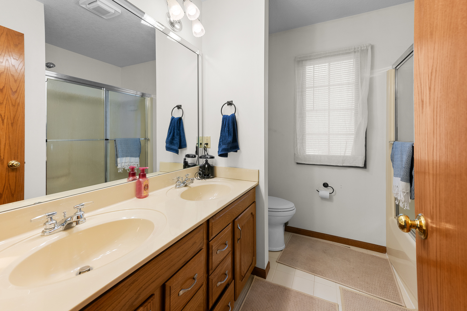 6002 Oakbrook Road Davenport, IA 52806 - Photo 29 of 50 a bathroom with a double vanity sink a mirror and a bathtub