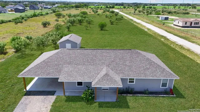 an aerial view of a house