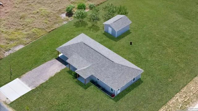 an aerial view of a house