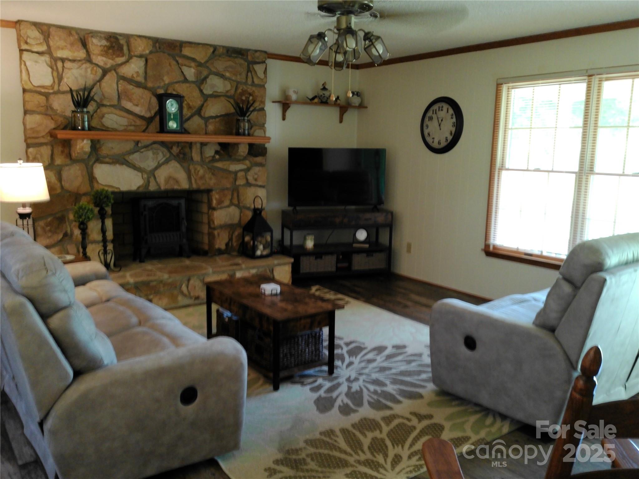 216 Williams Road Harrisburg, NC 28075 - Photo 10 of 28 a living room with furniture a flat screen tv and a fireplace