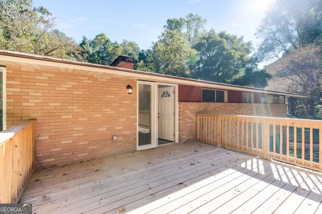 a view of a wooden deck