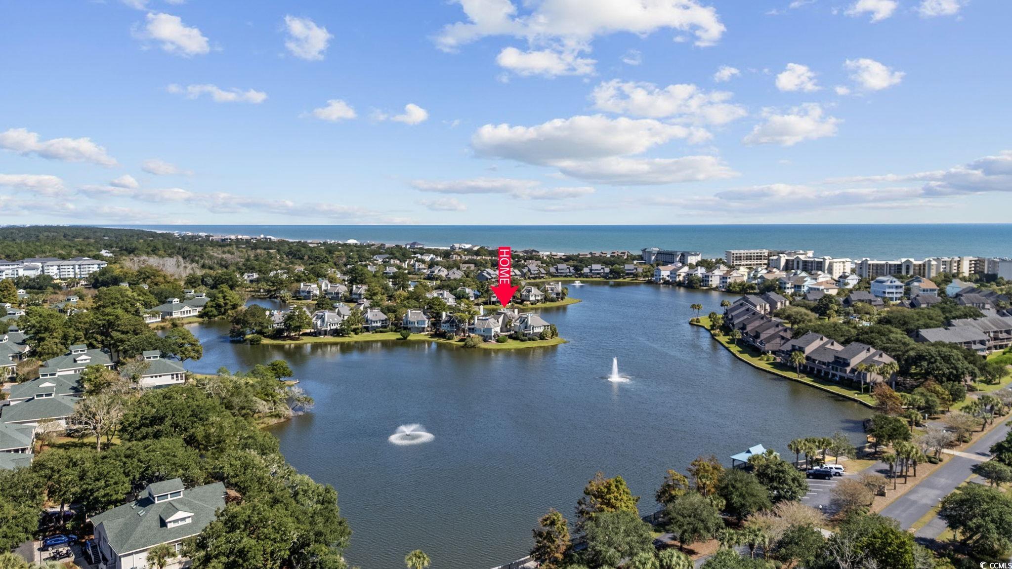 27 Riptide Lane Pawleys Island, SC 29585 - Photo 29 of 40 Aerial view of residential area featuring a large body of water