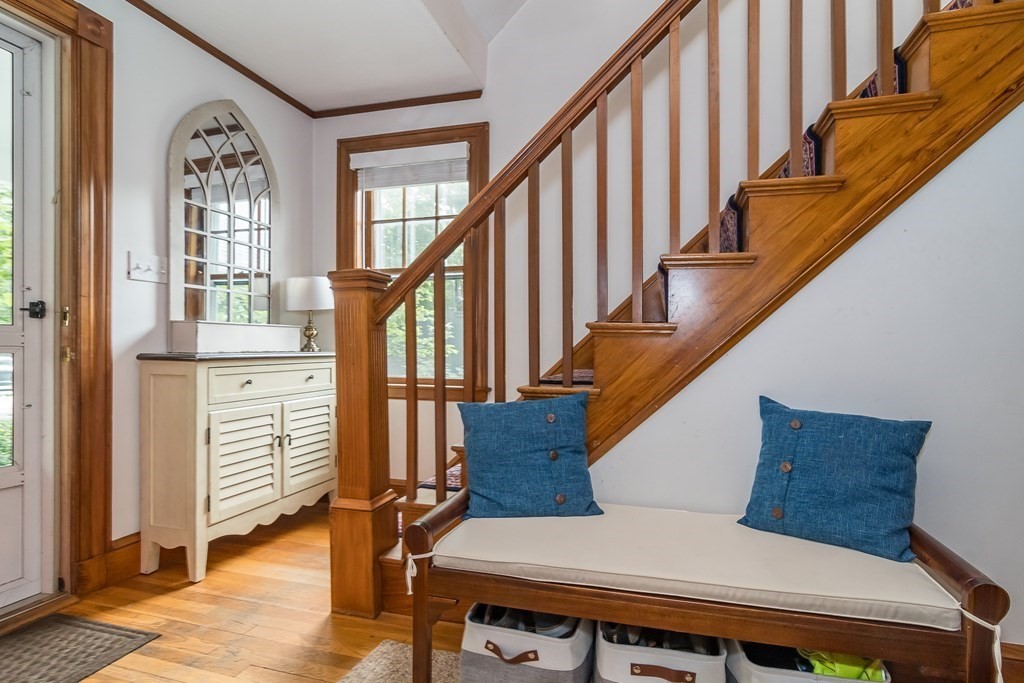 814 Worcester Street Wellesley, MA 02482 - Photo 11 of 24 a view of entryway with wooden floor and stairs