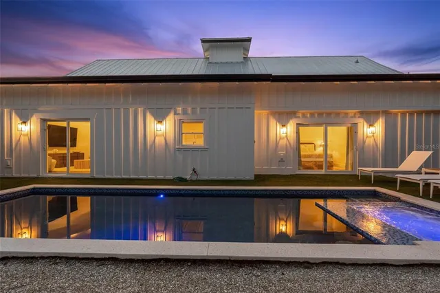 a view of a yard with a chair