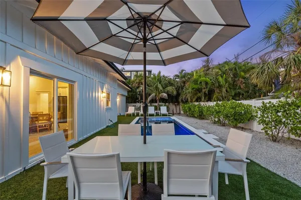a view of an outdoor space with seating