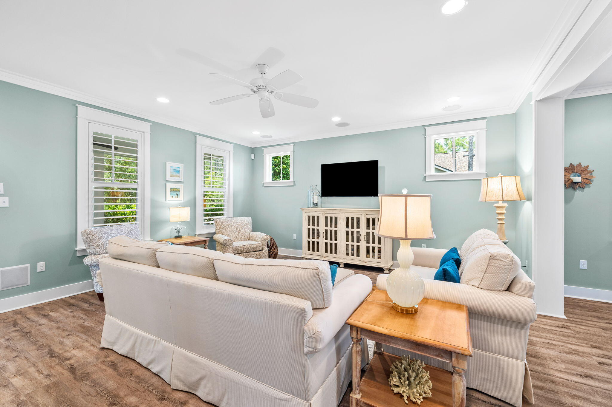 227 Jack Knife Drive Inlet Beach, FL 32461 - Photo 27 of 54 a living room with furniture and a flat screen tv