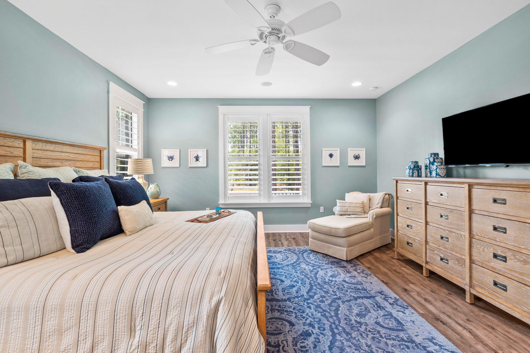 227 Jack Knife Drive Inlet Beach, FL 32461 - Photo 34 of 54 a bedroom with a bed and a flat screen television