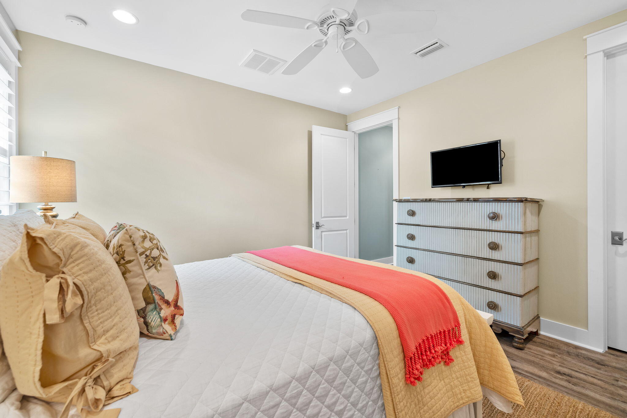 227 Jack Knife Drive Inlet Beach, FL 32461 - Photo 39 of 54 a bedroom with a bed and a flat screen tv