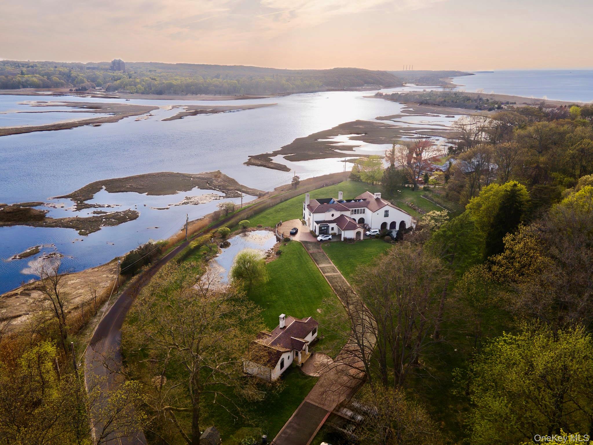 Aerial view of Home, Cottage and Land. Nissequogue River and LI Sound