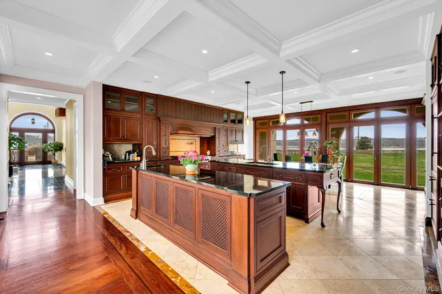 a bedroom with a bed and a fireplace