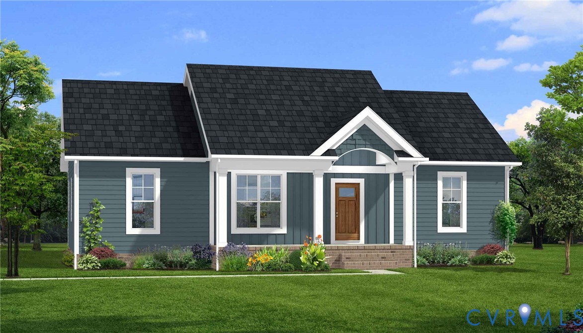 front view of a house with a yard