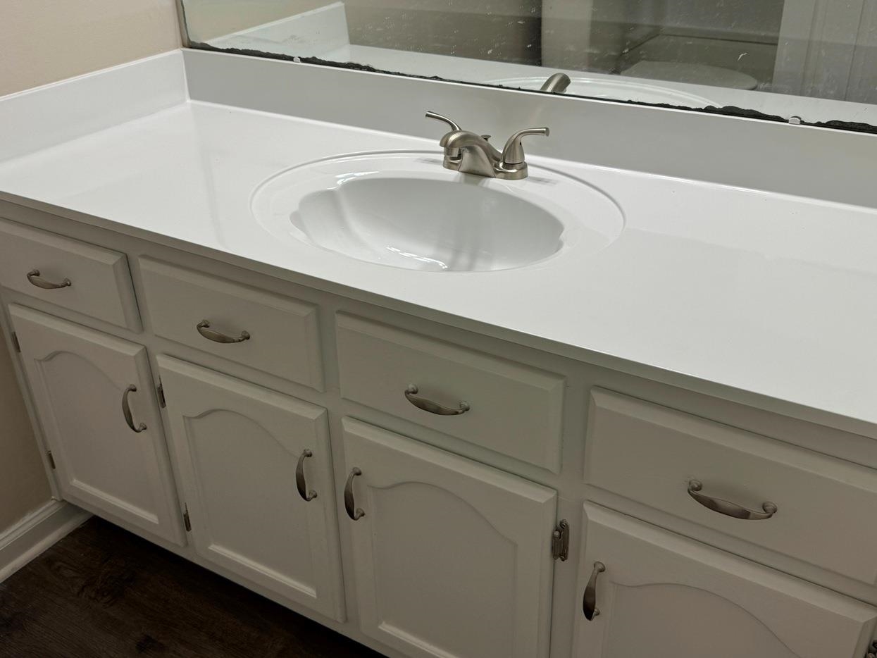 6012 Chadwell Road Millington, TN 38053 - Photo 10 of 15 Bathroom featuring hardwood / wood-style flooring and vanity