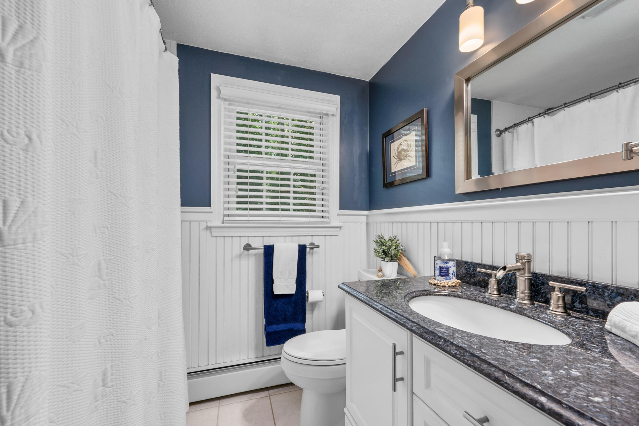 19 Shagbark Road Forestdale, MA 02644 - Photo 16 of 44 a bathroom with a granite countertop sink a toilet and a mirror