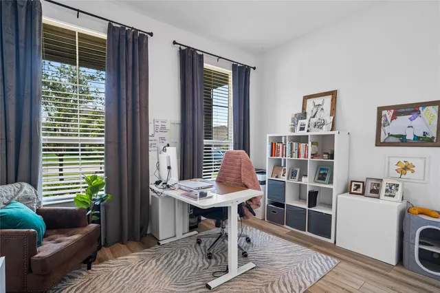 a view of a room with racks on the wall