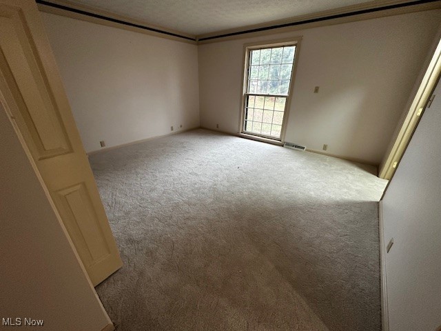 3508 Miller Road Sandusky, OH 44870 - Photo 19 of 30 Unfurnished room featuring carpet, a textured ceiling, and ornamental molding