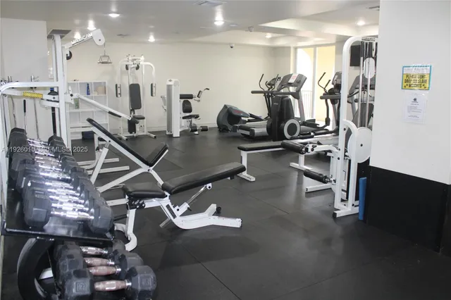 a view of a room with gym equipment