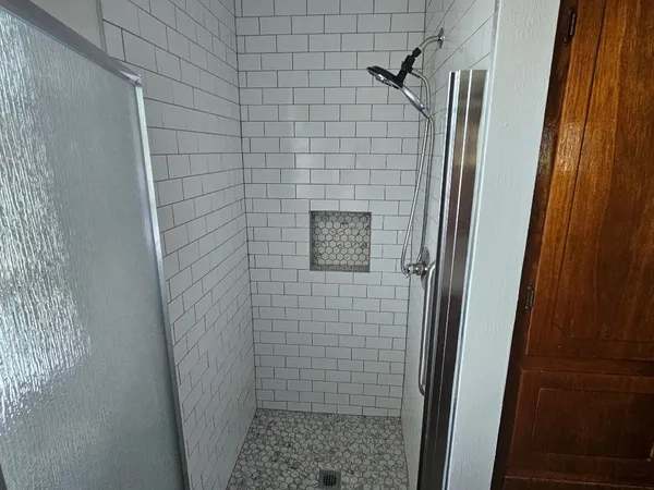 a bathroom with a shower