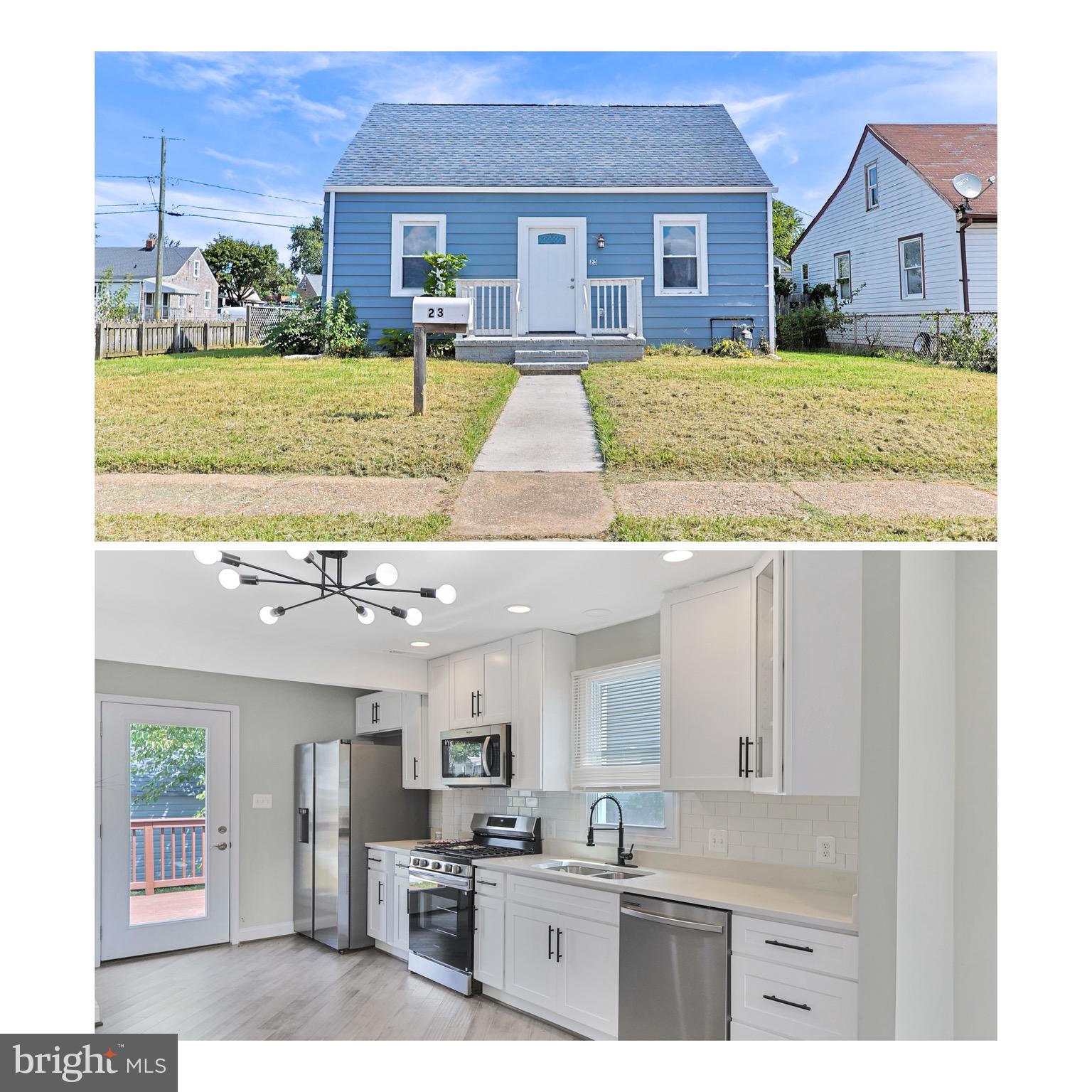 a view of kitchen with stainless steel appliances granite countertop a sink and cabinets