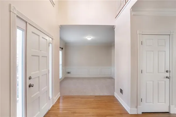 an empty room with windows
