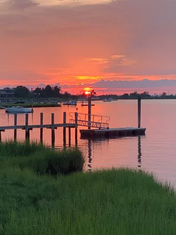 a view of a lake from a yard