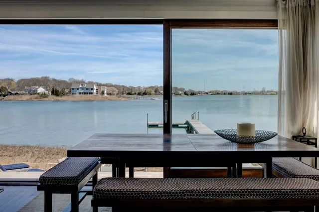 a view of a lake from a balcony