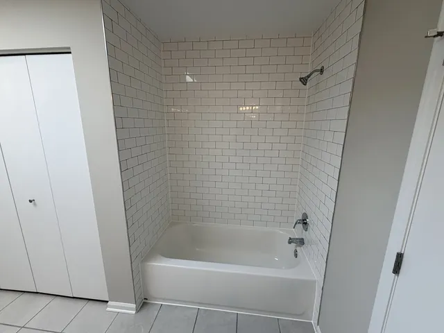 a bathroom with a bathtub